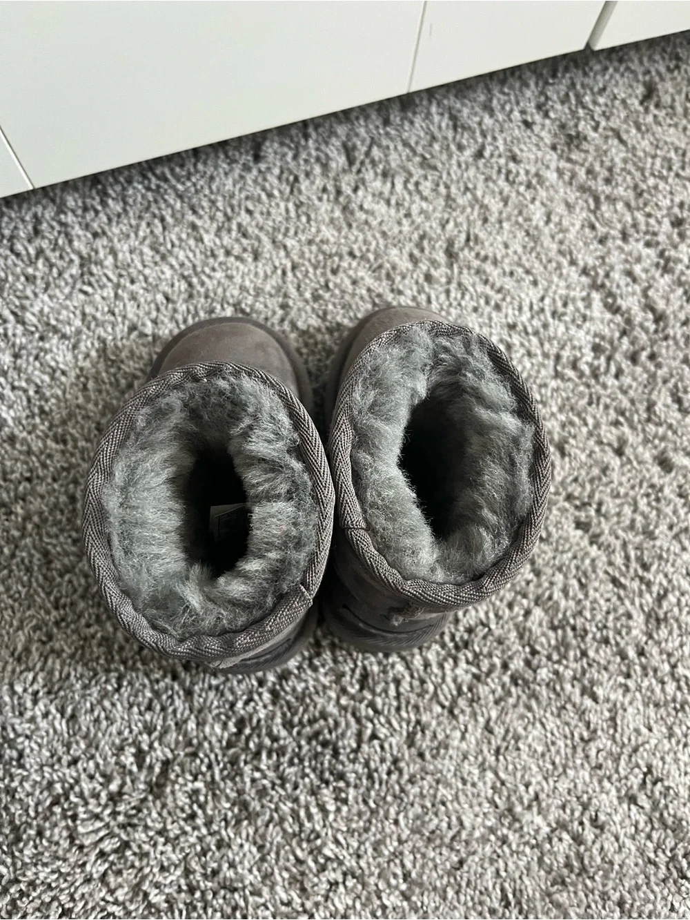 UGG Kids Gray Suede Shearling-Lined Boots